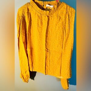 Women’s Elodie blouse Gold With White Polka Dots No. XL